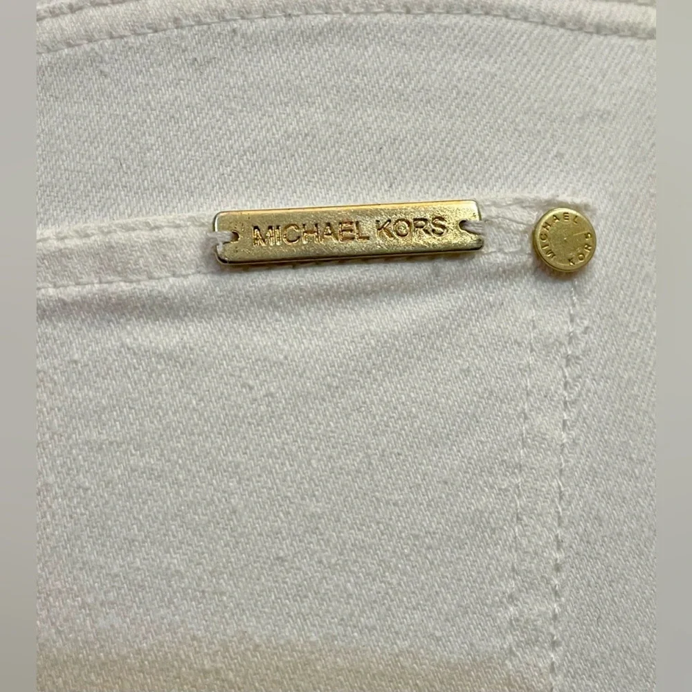 Made in Italy Y2K white ankle jeans gold hardware Michael Kors size 0 collection - Picture 12 of 14